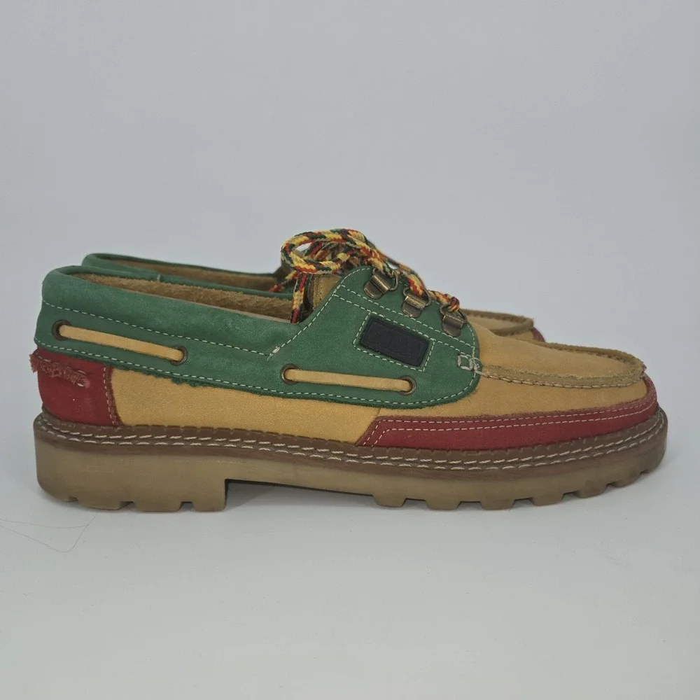 DIBA Vintage Boat Shoes‎ Men's 8.5 Leather Suede Lug Sole Deck Shoes Colorblock